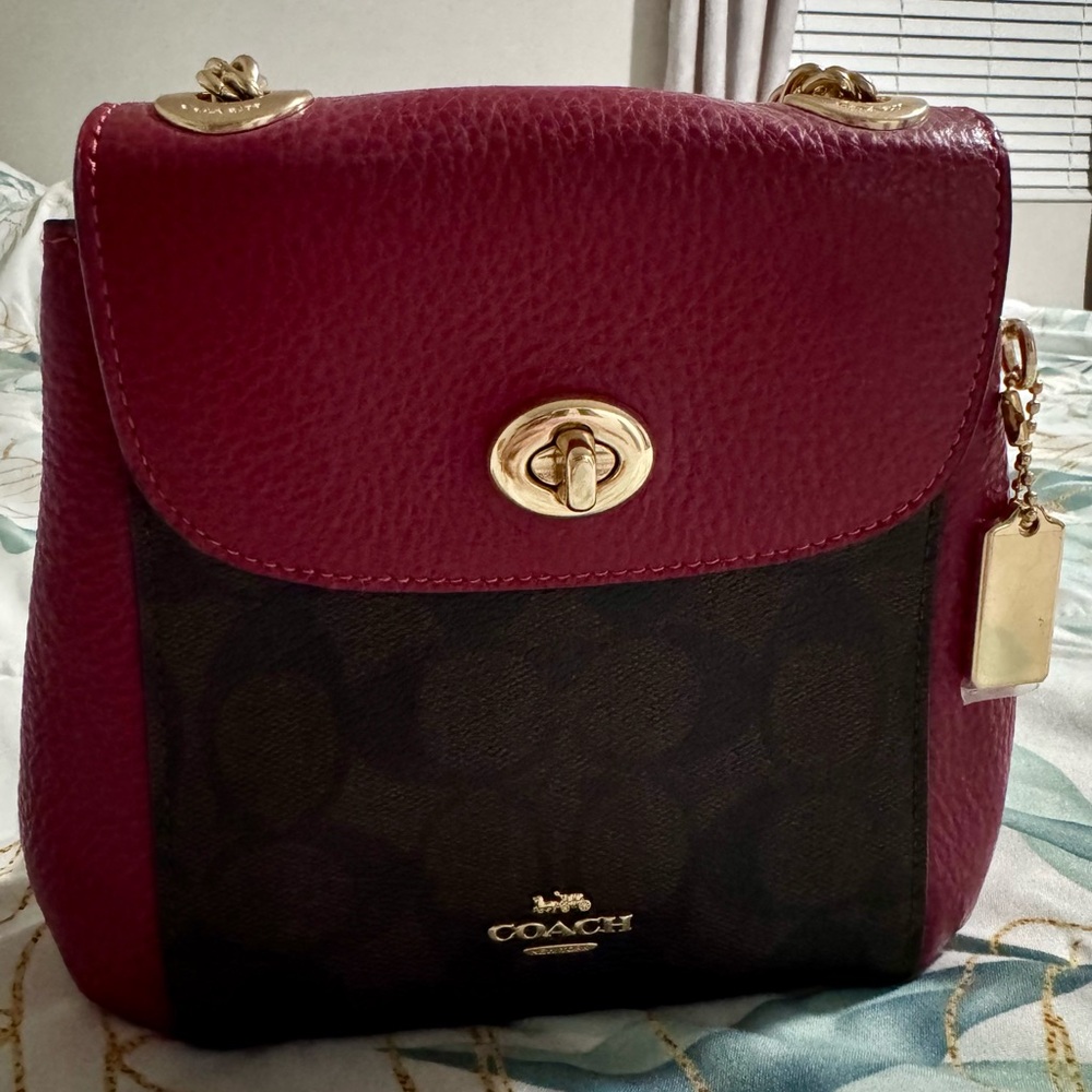 Coach Maroon and Chocolate Backpack